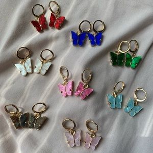 Butterfly Huggie Earrings Multi Color
